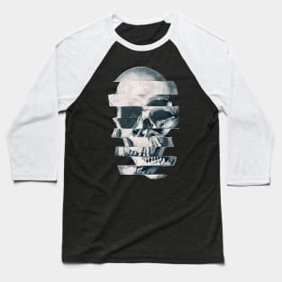 Glitch Skull Mono Baseball T-Shirt